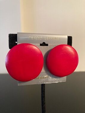 Bold Red Round Stud Earrings for Women